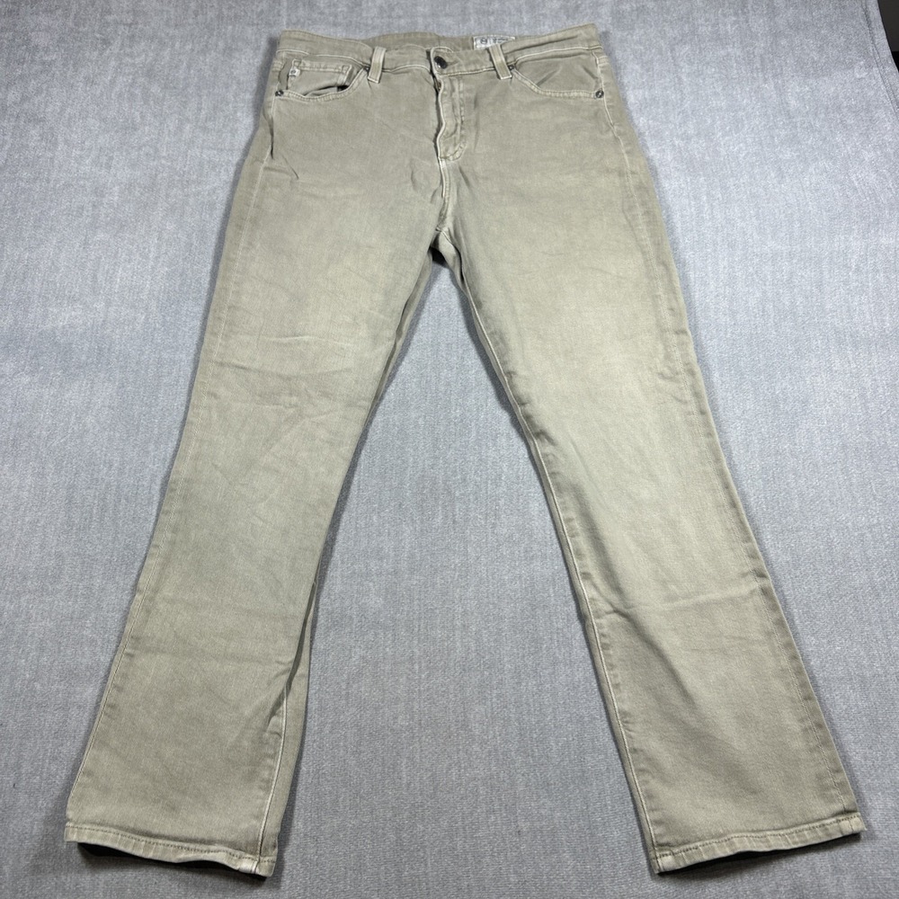 AG Adriano Goldschmied Tellis Modern Slim Pants Tan Khaki Italian Fab Mens 30x25